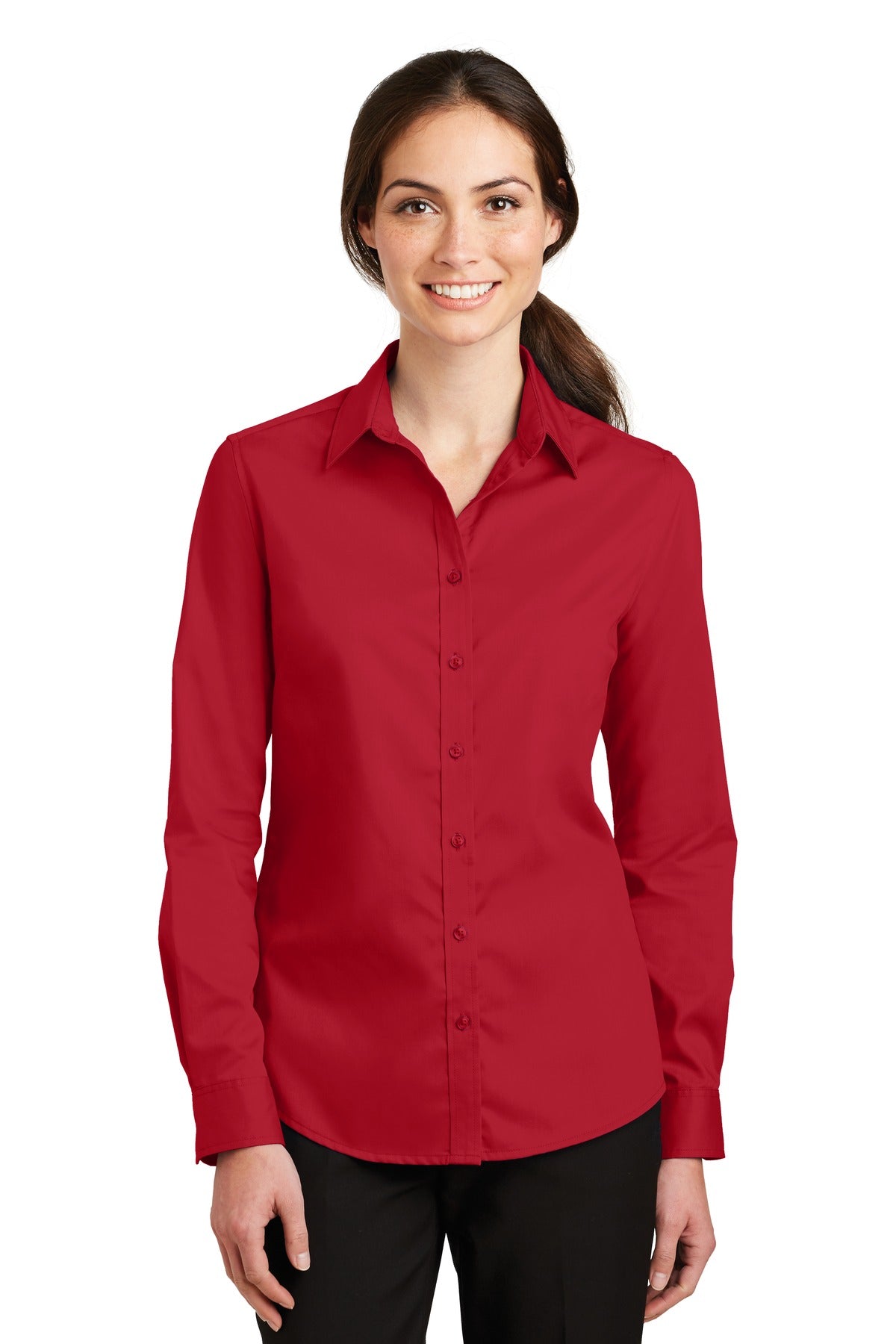 Port Authority Women's SuperPro Twill Shirt. L663 Rich Red