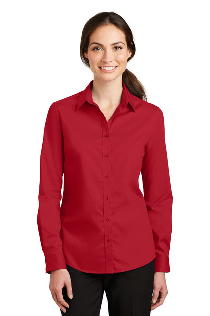 Port Authority Women's SuperPro Twill Shirt. L663 Rich Red