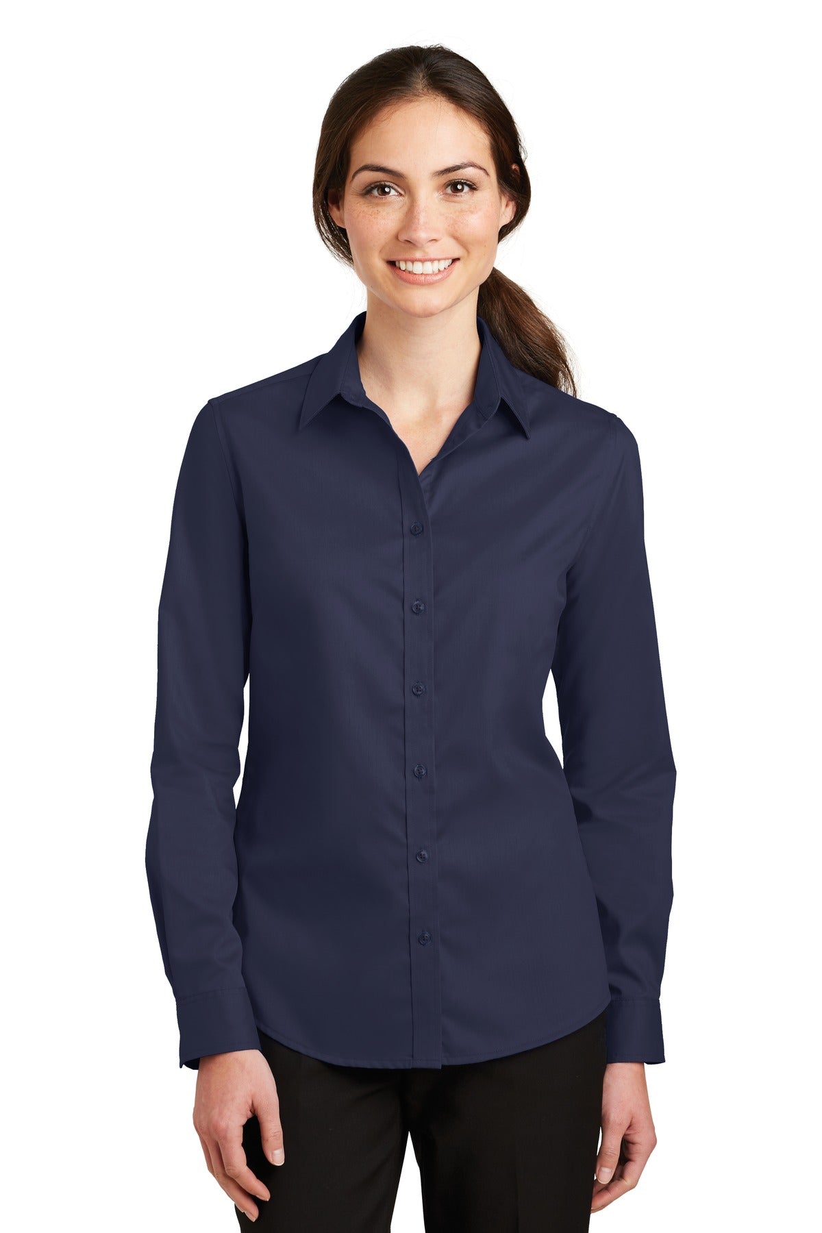 Port Authority Women's SuperPro Twill Shirt. L663 True Navy