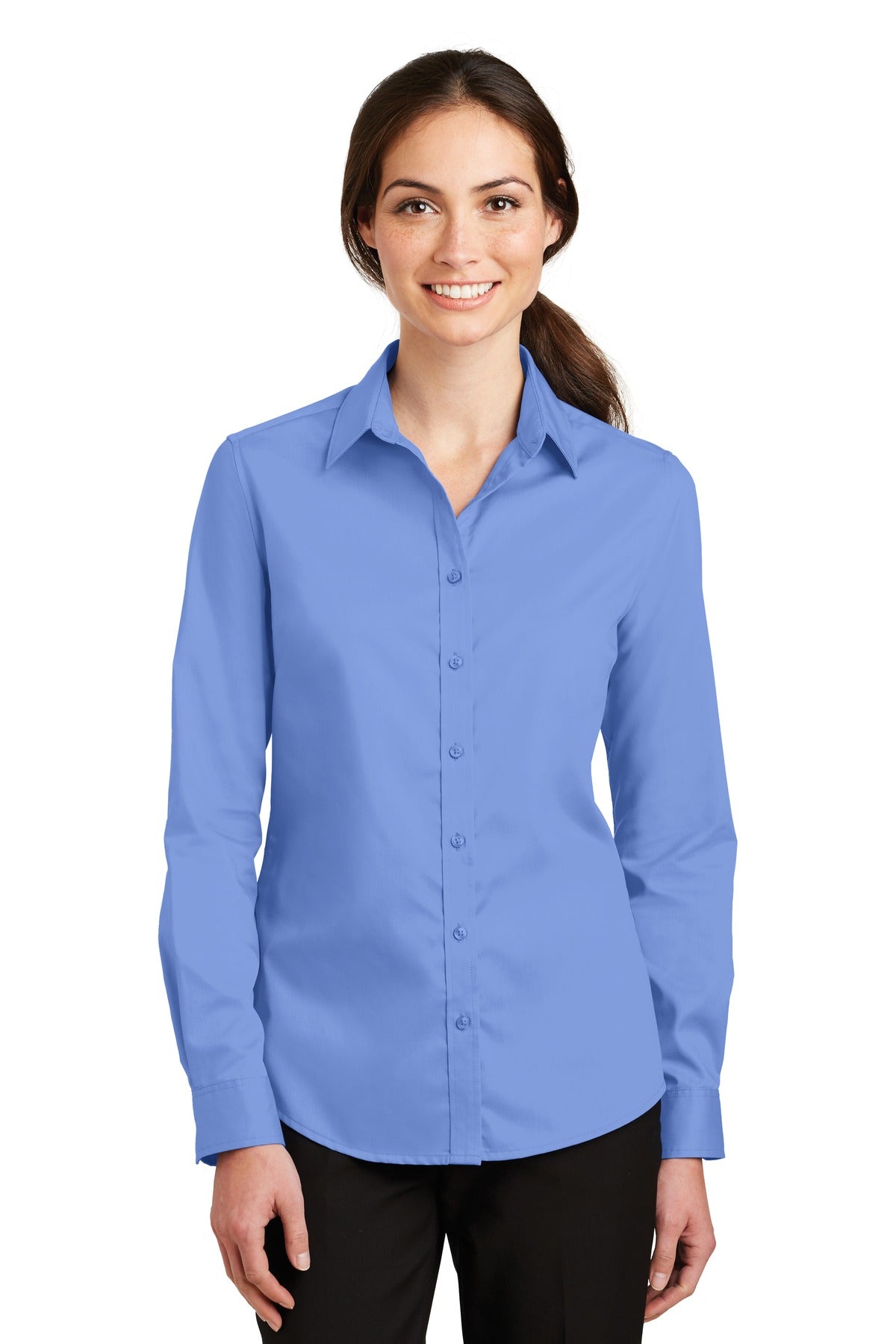 Port Authority Women's SuperPro Twill Shirt. L663 Ultramarine Blue