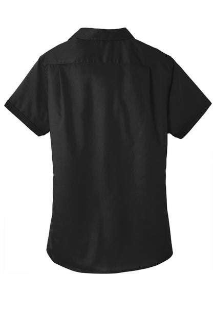 Port Authority Women's Short Sleeve SuperPro Twill Shirt. L664 Black