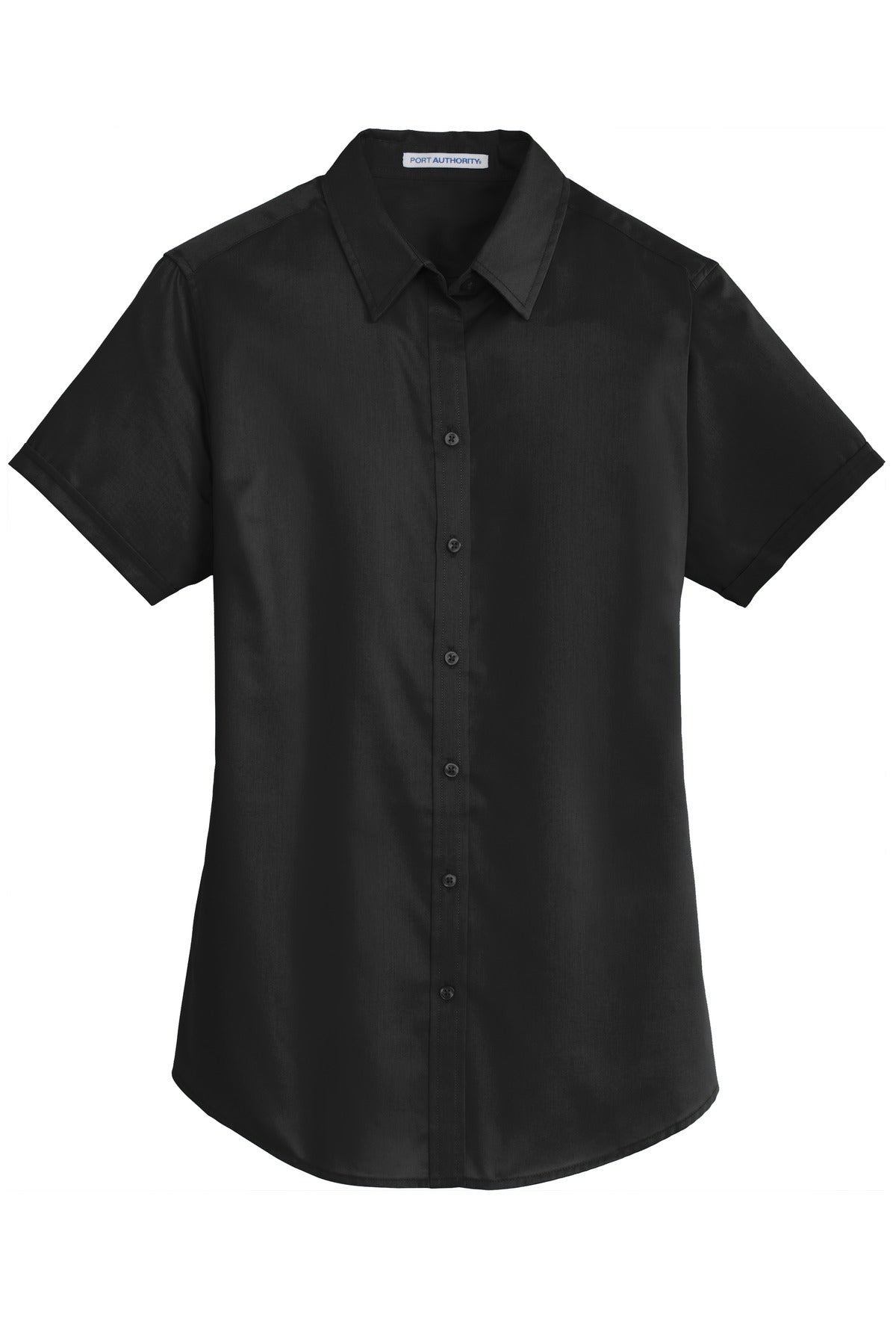 Port Authority Women's Short Sleeve SuperPro Twill Shirt. L664 Black