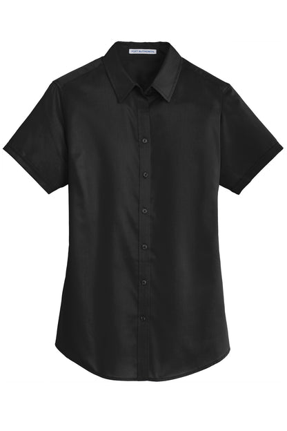 Port Authority Women's Short Sleeve SuperPro Twill Shirt. L664 Black