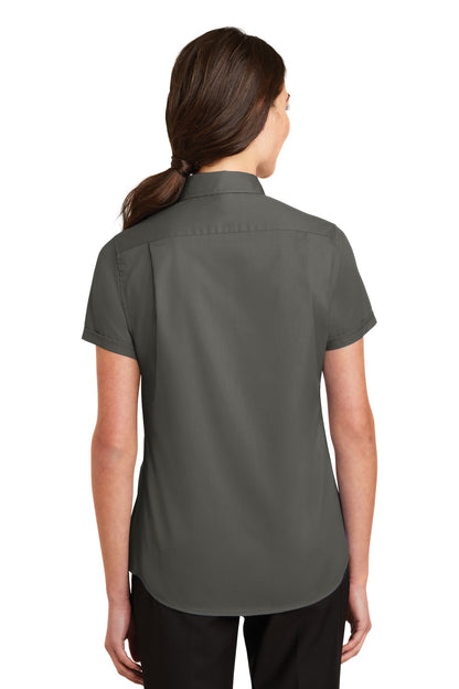 Port Authority Women's Short Sleeve SuperPro Twill Shirt. L664 Sterling Grey