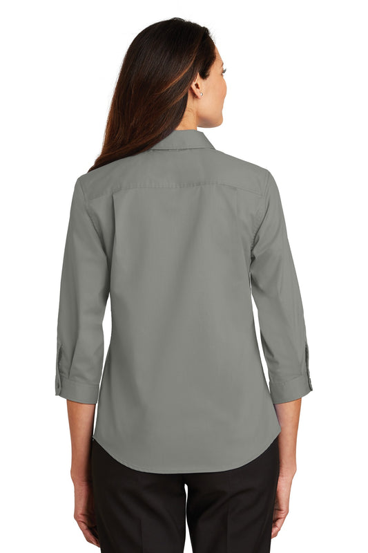 Port Authority Women's 3/4-Sleeve SuperPro Twill Shirt. L665 Monument Grey
