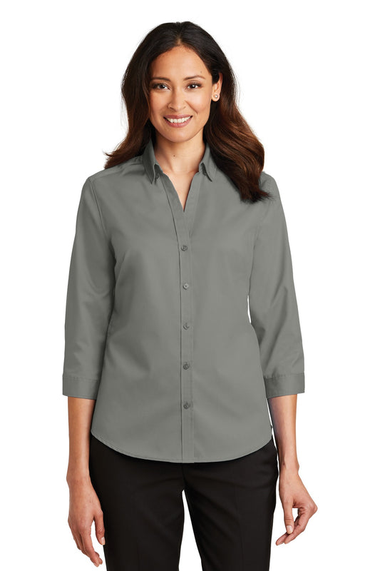 Port Authority Women's 3/4-Sleeve SuperPro Twill Shirt. L665 Monument Grey
