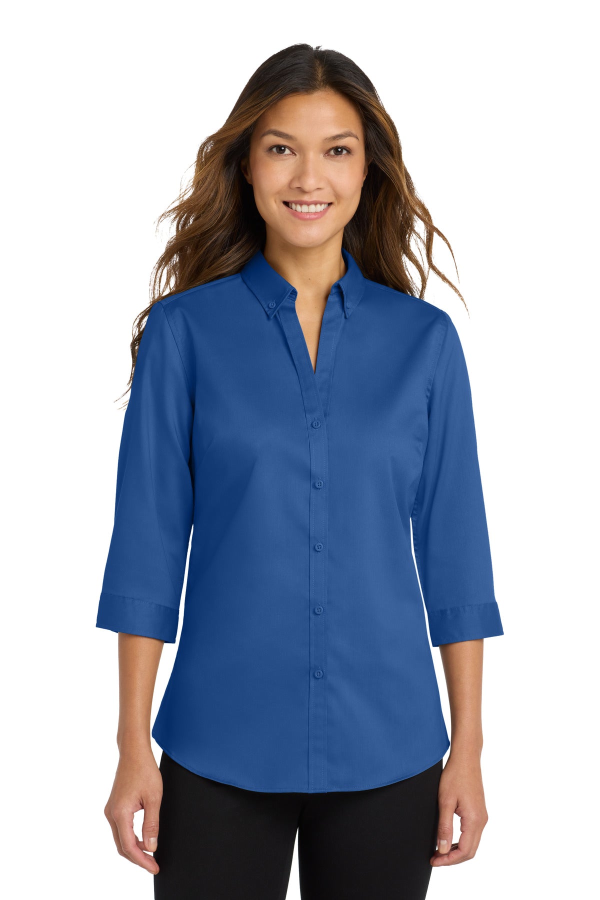 Port Authority Women's 3/4-Sleeve SuperPro Twill Shirt L665 True Blue