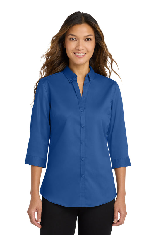 Port Authority Women's 3/4-Sleeve SuperPro Twill Shirt L665 True Blue