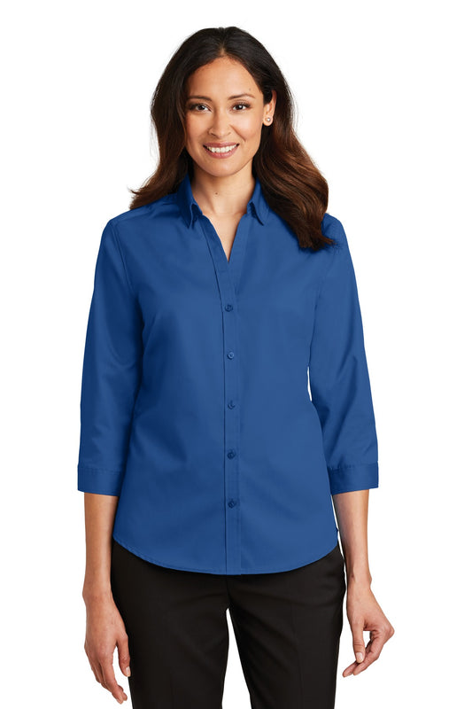 Port Authority Women's 3/4-Sleeve SuperPro Twill Shirt. L665 True Blue