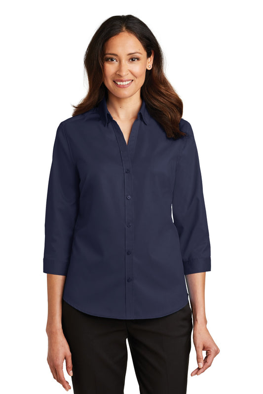 Port Authority Women's 3/4-Sleeve SuperPro Twill Shirt. L665 True Navy