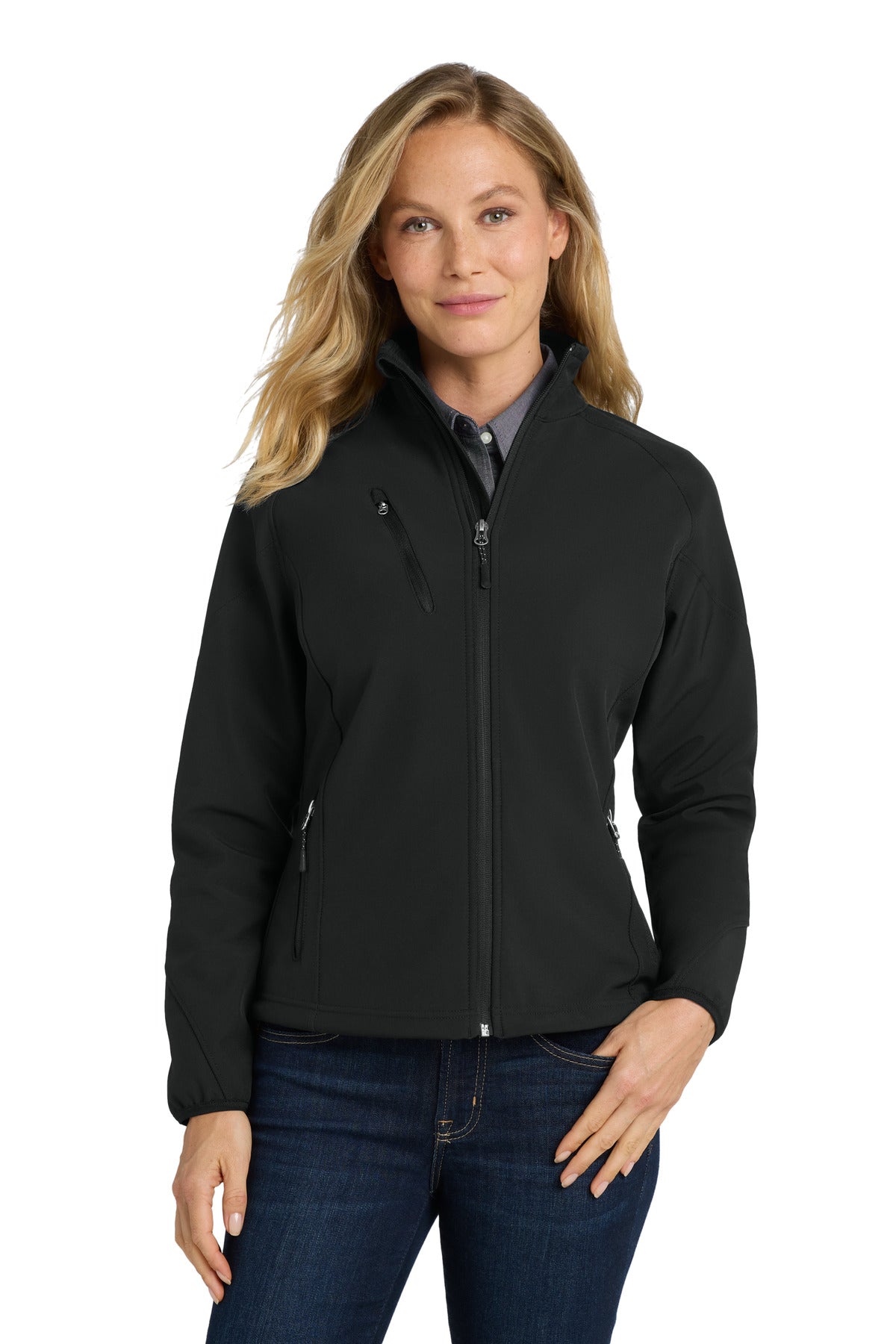 Port Authority Women's Textured Soft Shell Jacket L705 Black
