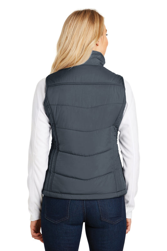 Port Authority Women's Puffy Vest. L709 Dark Slate/ Black
