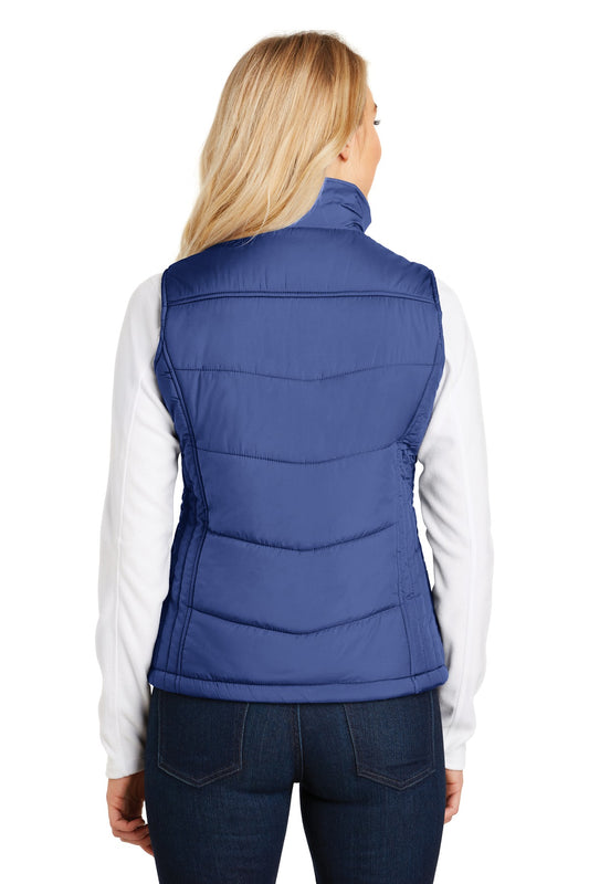 Port Authority Women's Puffy Vest. L709 Mediterranean Blue/ Black