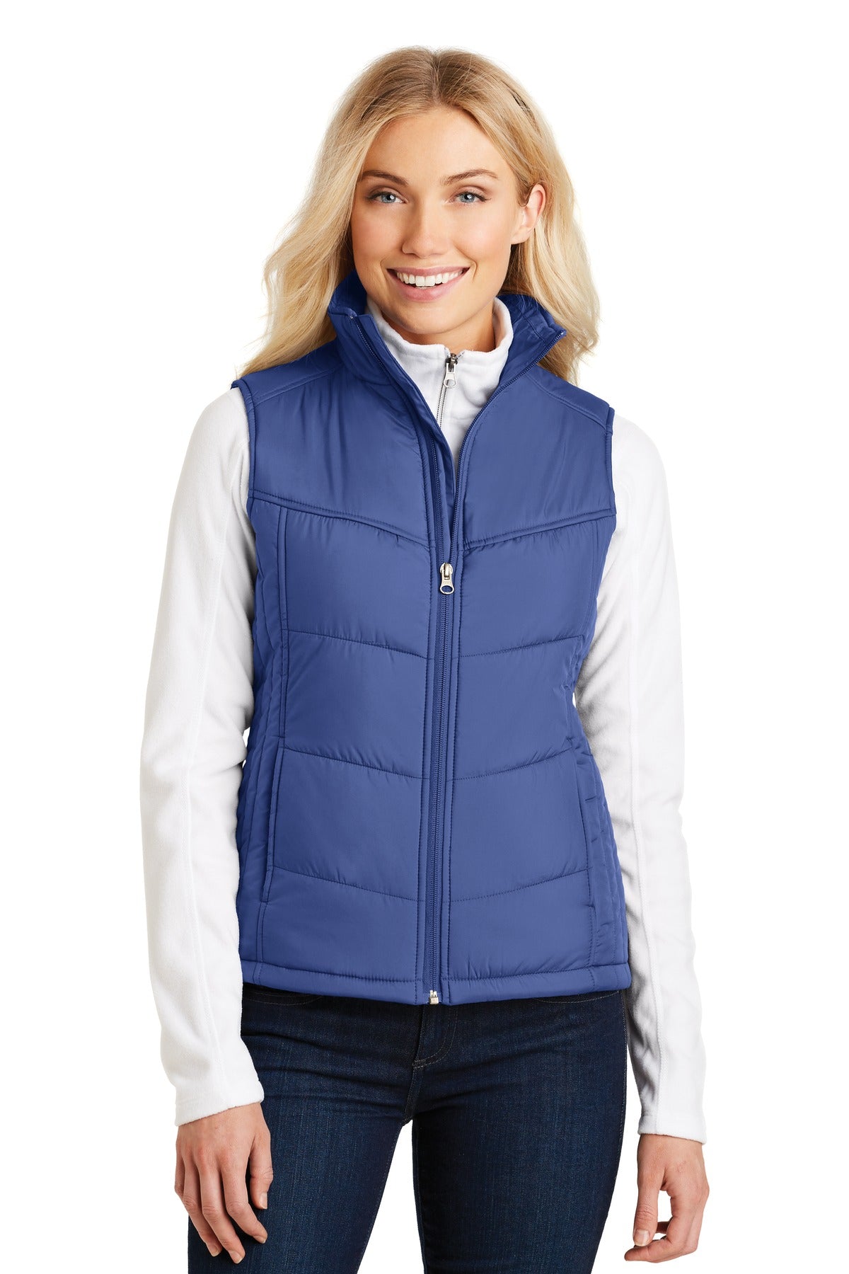 Port Authority Women's Puffy Vest L709 Mediterranean Blue/ Black