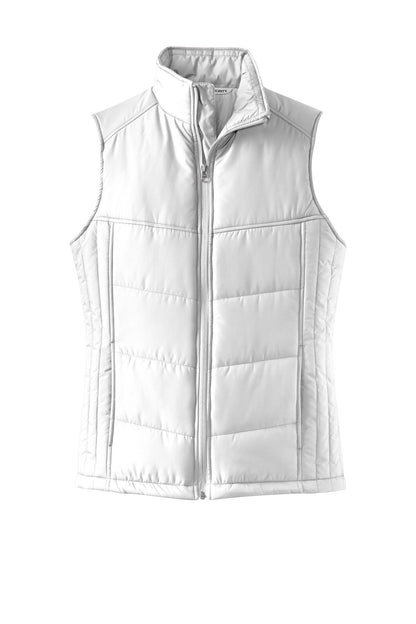 Port Authority Women's Puffy Vest. L709 White/ Dark Slate