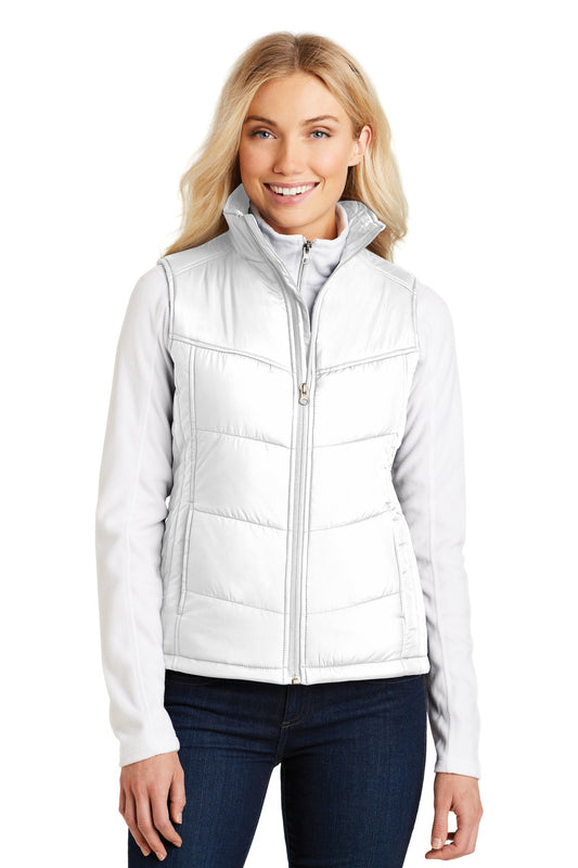 Port Authority Women's Puffy Vest. L709 White/ Dark Slate