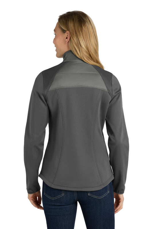 Port Authority Women's Hybrid Soft Shell Jacket. L787 Smoke Grey/ Grey Steel