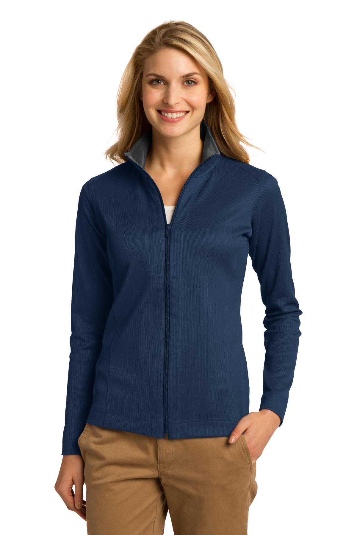 Port Authority Women's Vertical Texture Full-Zip Jacket. L805 Regatta Blue/ Iron Grey