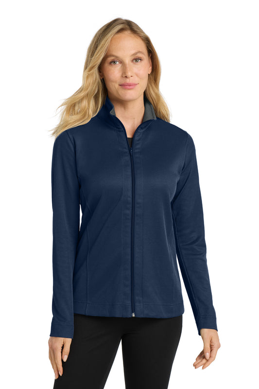 Port Authority Women's Vertical Texture Full-Zip Jacket. L805 True Navy/ Iron Grey