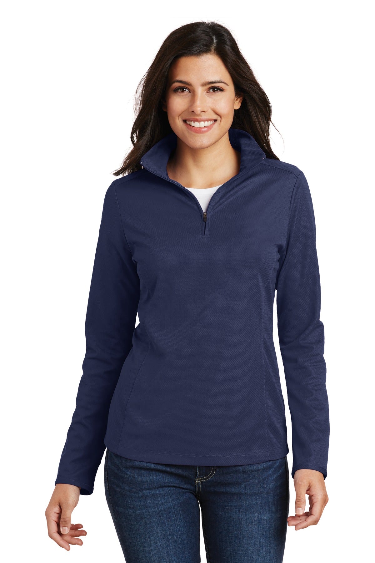 Port Authority Women's Pinpoint Mesh 1/2-Zip . L806 True Navy