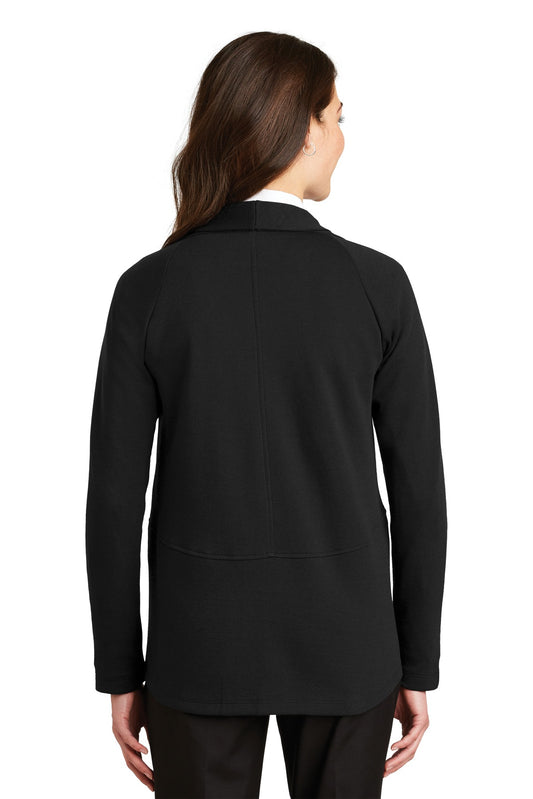 Port Authority Women's Interlock Cardigan. L807 Deep Black/ Charcoal Heather