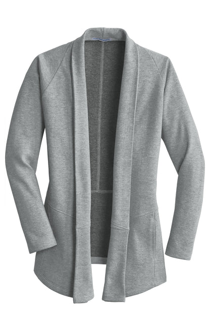 Port Authority Women's Interlock Cardigan. L807 Medium Heather Grey/ Charcoal Heather