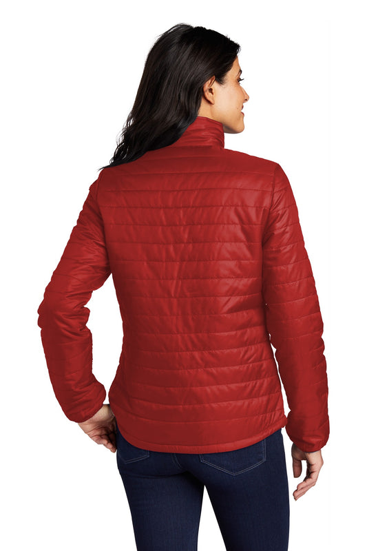 Port Authority Women's Packable Puffy Jacket L850 Fire Red/ Graphite