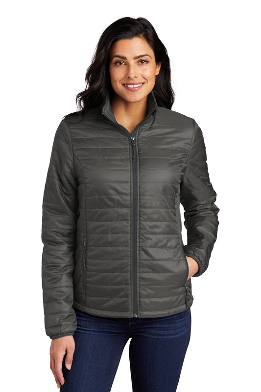 Port Authority Women's Packable Puffy Jacket L850 Sterling Grey/ Graphite