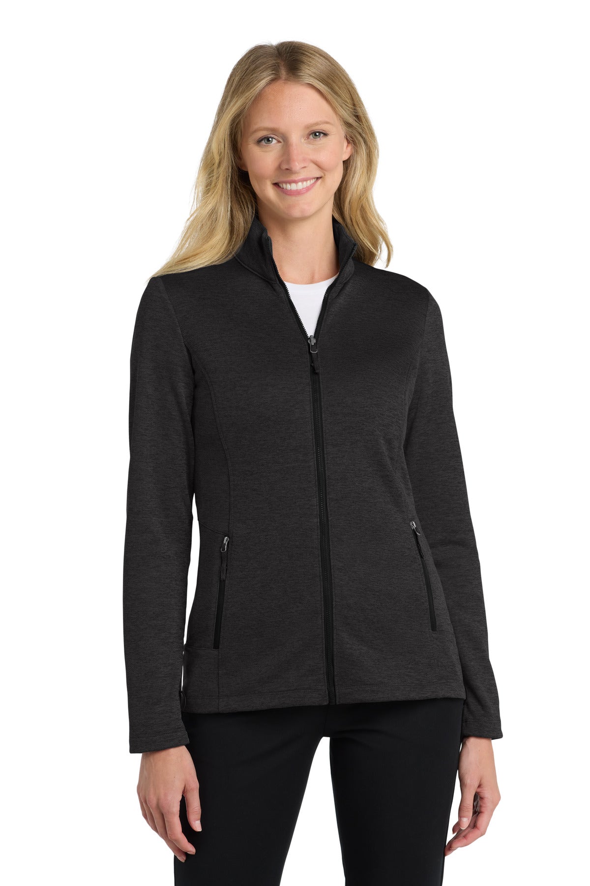 Port Authority Women's Collective Striated Fleece Jacket L905 Deep Black Heather