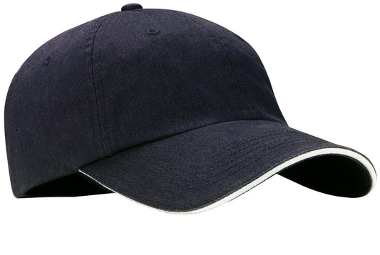 Port Authority Sandwich Bill Cap with Striped Closure C830 Classic Navy/ White