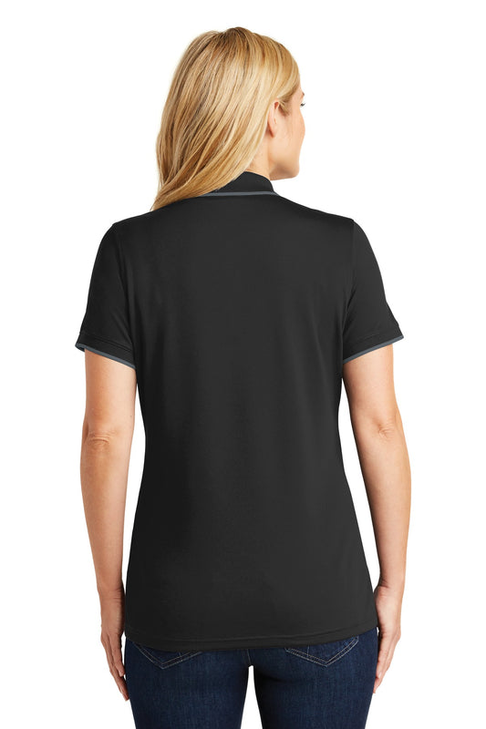 Port Authority Women's Dry Zone UV Micro-Mesh Tipped Polo. LK111 Deep Black/ Graphite