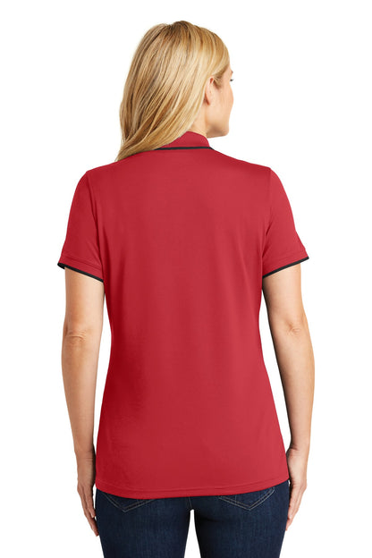Port Authority Women's Dry Zone UV Micro-Mesh Tipped Polo. LK111 Rich Red/ Deep Black