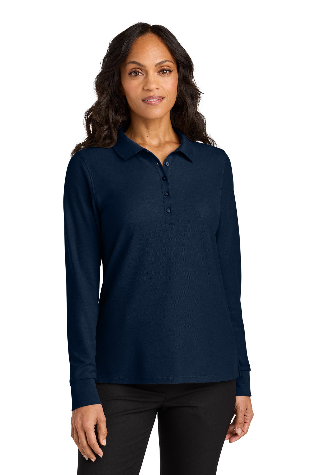 Port Authority Women's Wearever Signature Pique Long Sleeve Polo LK200LS River Blue Navy