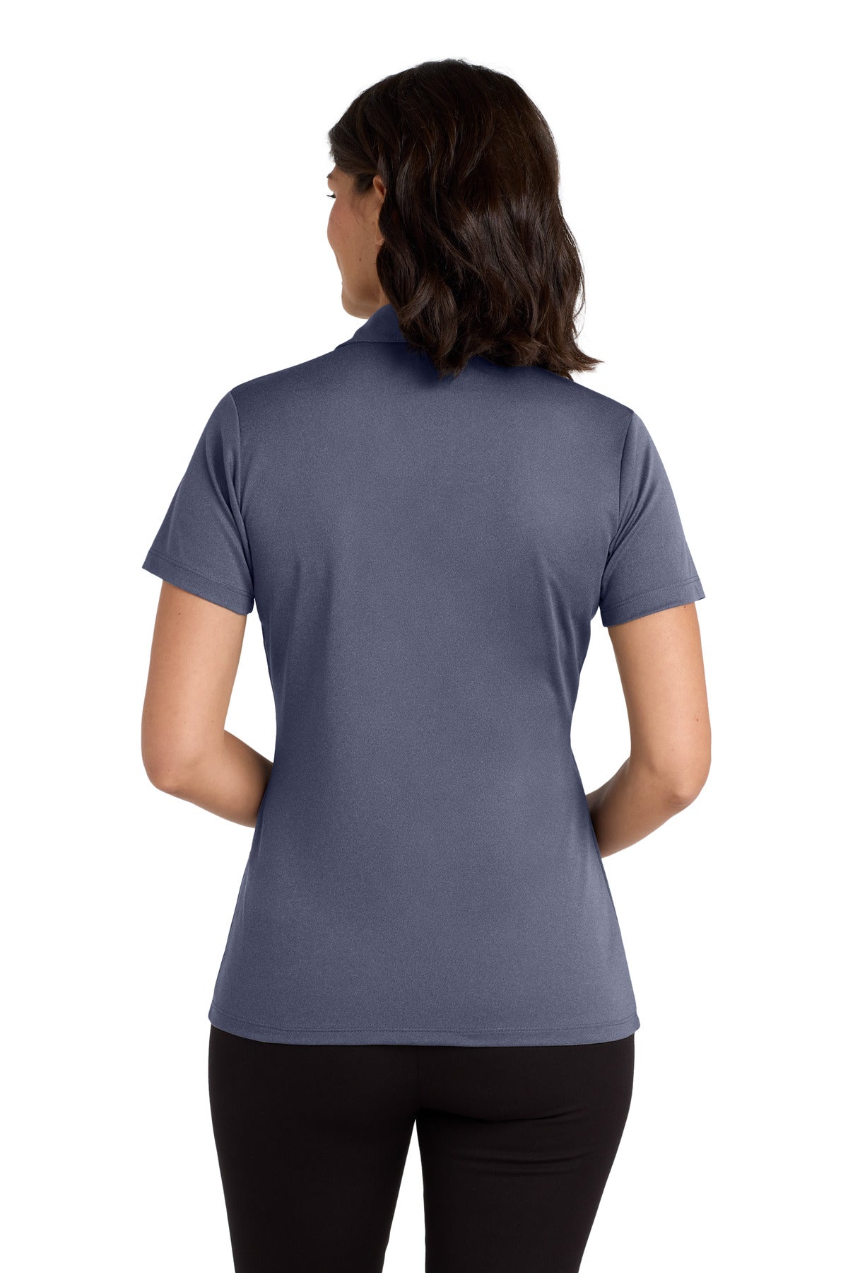 Port Authority  Women's Heathered Silk Touch  Performance Polo. LK542 Navy Heather