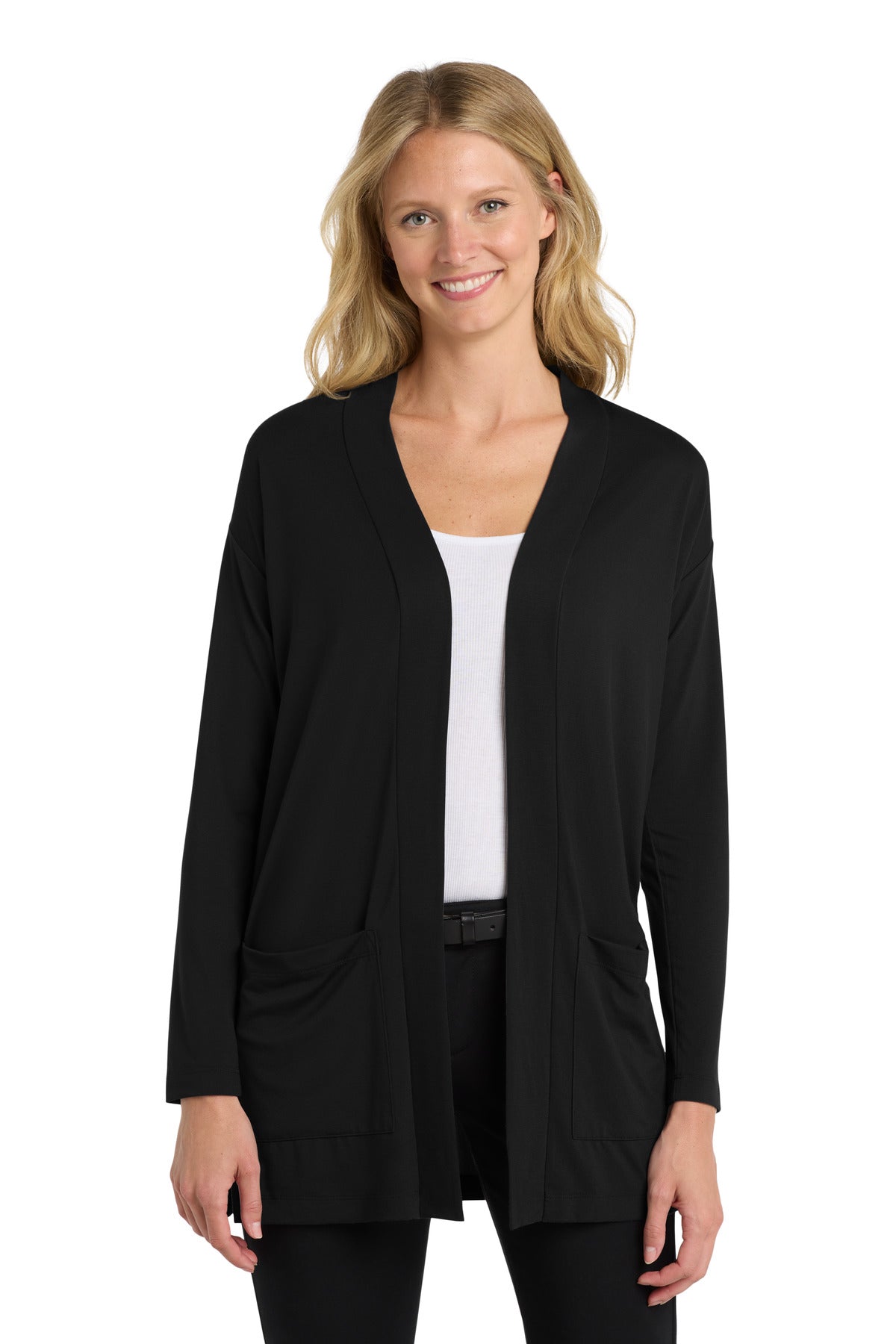 Port Authority Women's Concept Long Pocket Cardigan  LK5434 Black
