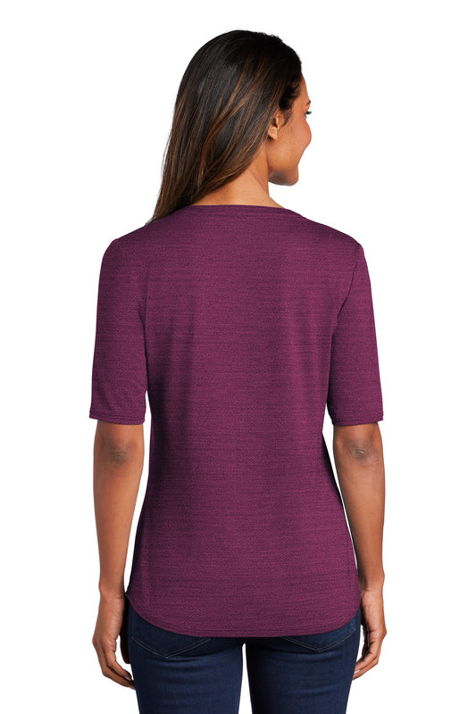Port Authority  Women's Stretch Heather Open Neck Top  LK583 Violet Purple/ Black