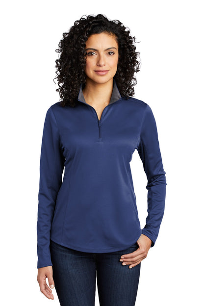 Port Authority  Women's Silk Touch  Performance 1/4-Zip LK584 Royal/ Steel Grey