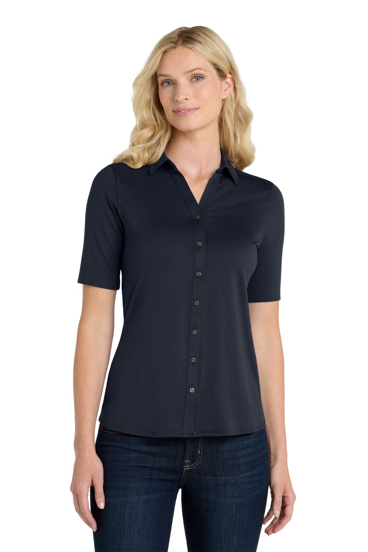 Port Authority Women's City Stretch Top. LK682 River Blue Navy