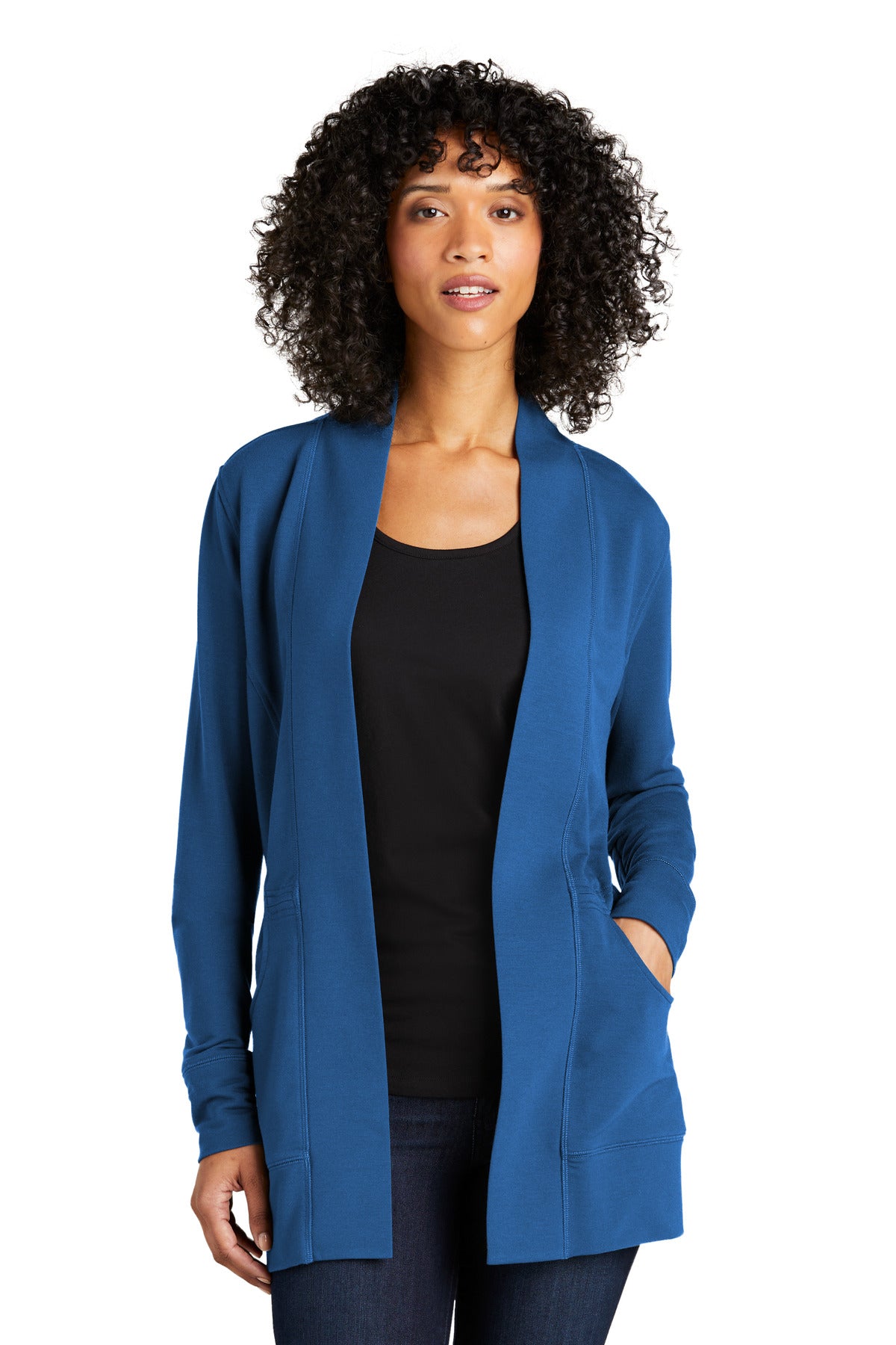 Port Authority Women's Microterry Cardigan LK825 Aegean Blue