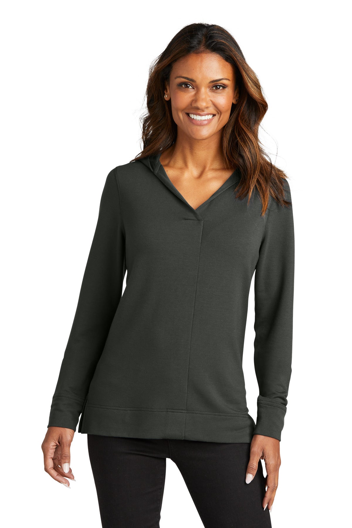 Port Authority Women's Microterry Pullover Hoodie LK826 Charcoal