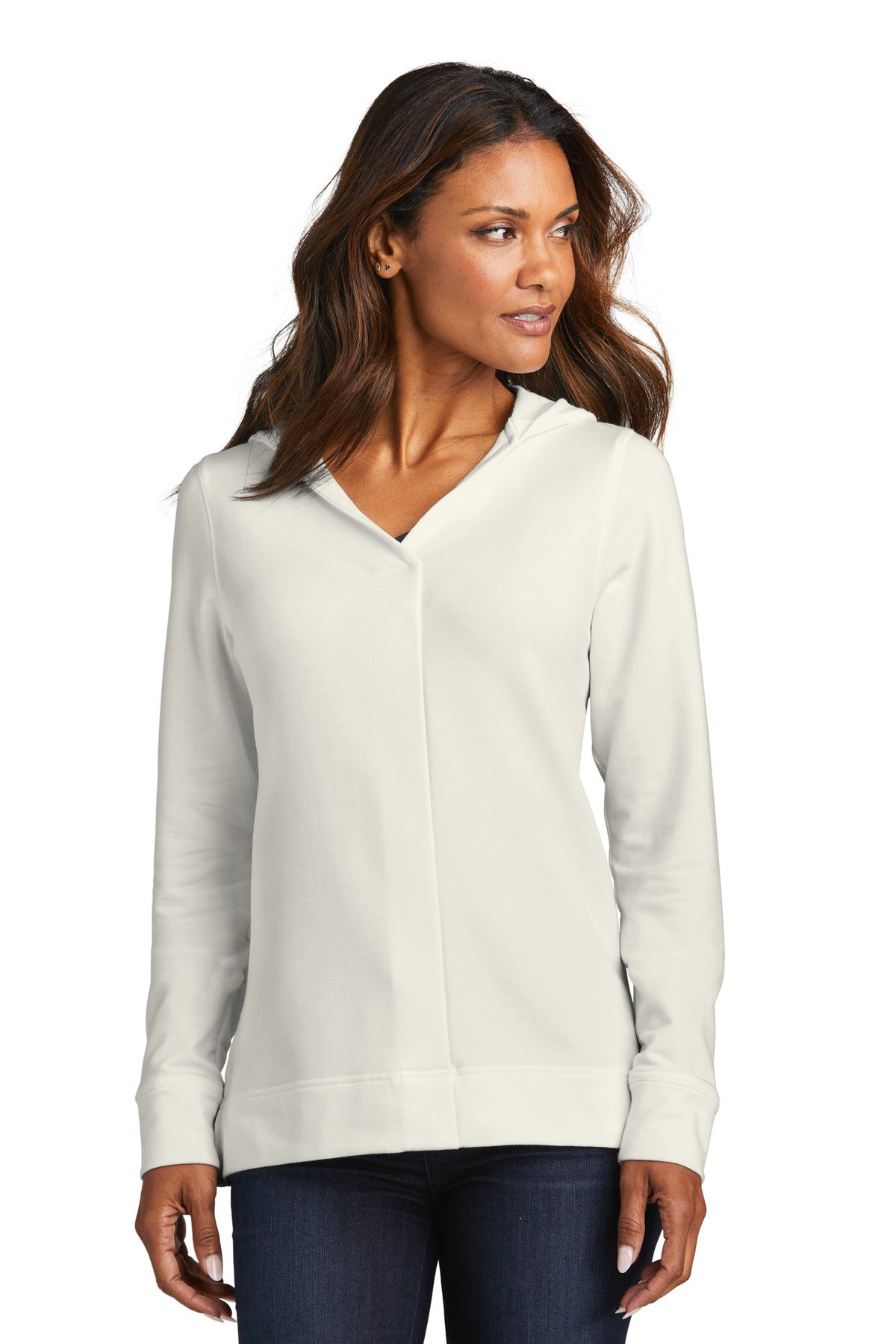 Port Authority Women's Microterry Pullover Hoodie LK826 Ivory Chiffon