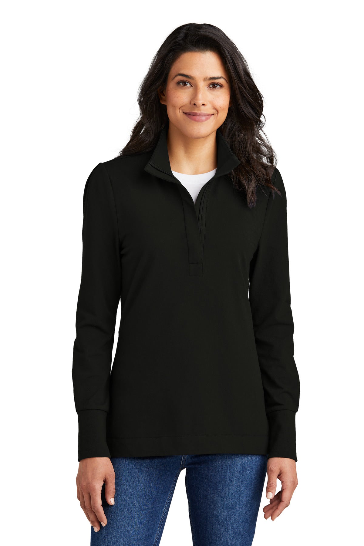 Port Authority Women's Fairway Stretch 1/4-Zip LK829 Deep Black
