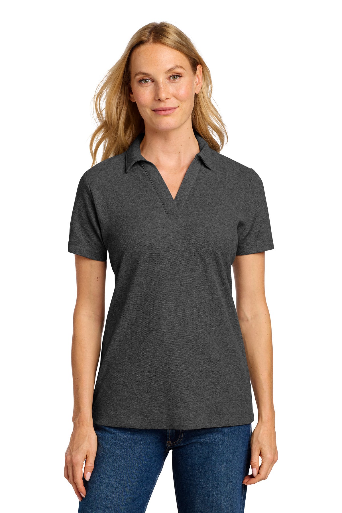 Port Authority Women's C-FREE Cotton Blend Pique Polo LK867 Charcoal Heather