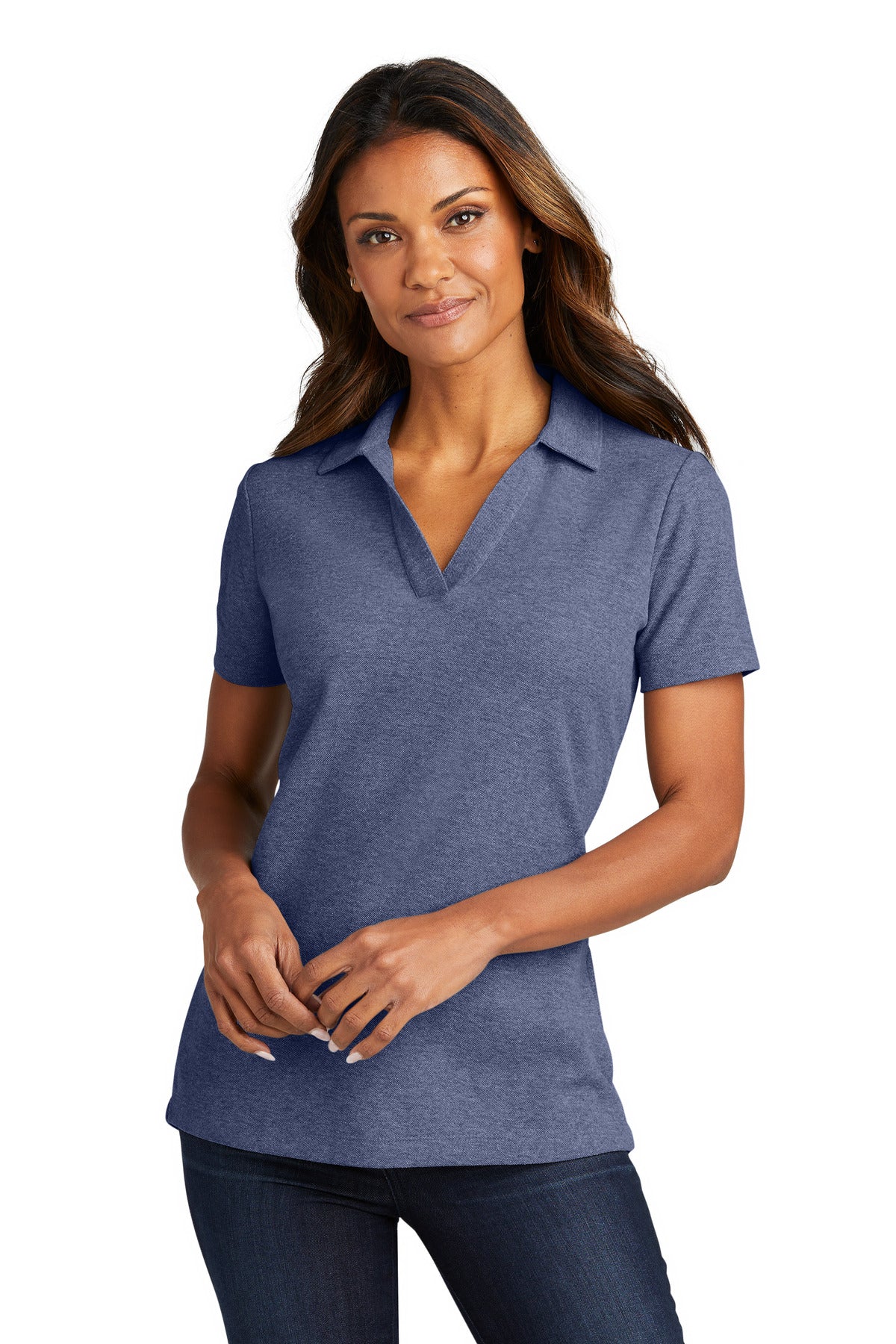 Port Authority Women's C-FREE Cotton Blend Pique Polo LK867 Navy Heather