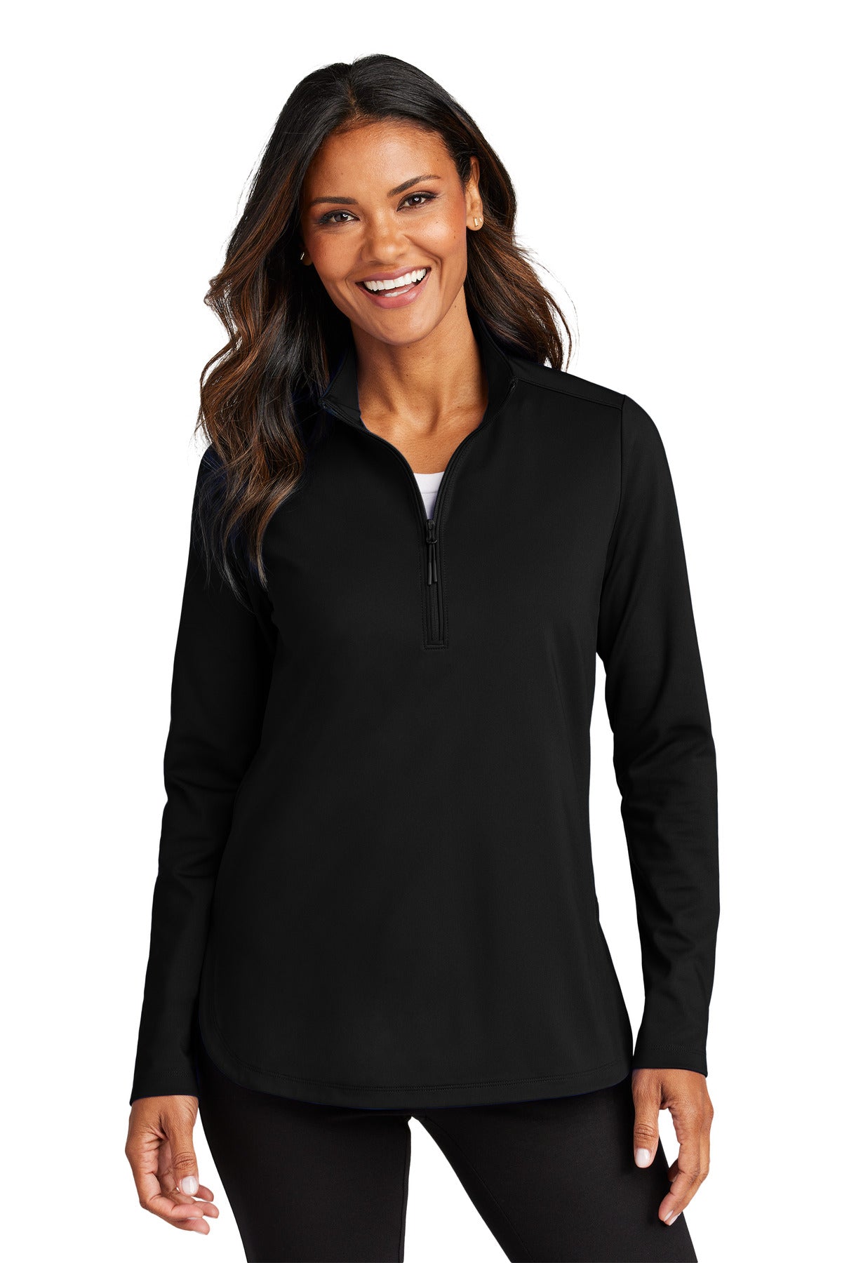 Port Authority Women's C-FREE Double Knit 1/4-Zip LK880 Deep Black