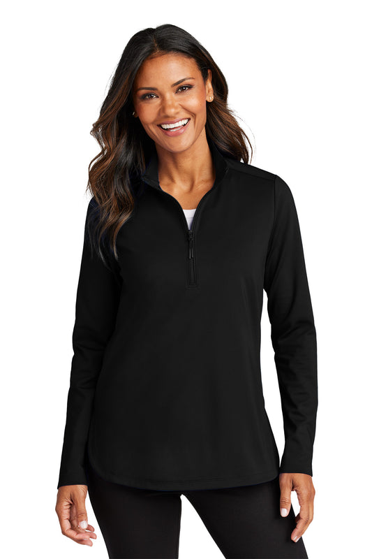 Port Authority Women's C-FREE Double Knit 1/4-Zip LK880 Deep Black