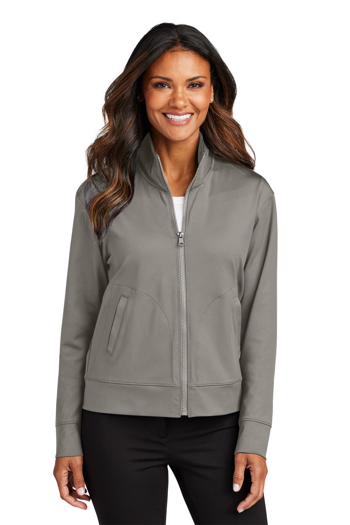 Port Authority Women's C-FREE Double Knit Full-Zip LK881 Smoke Grey