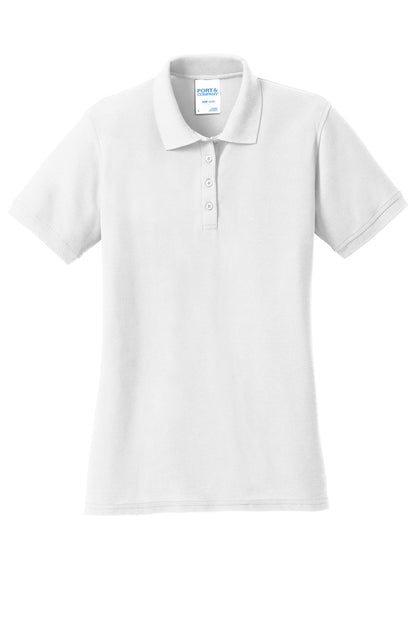 Port & Company Women's Core Blend Pique Polo. LKP155 White
