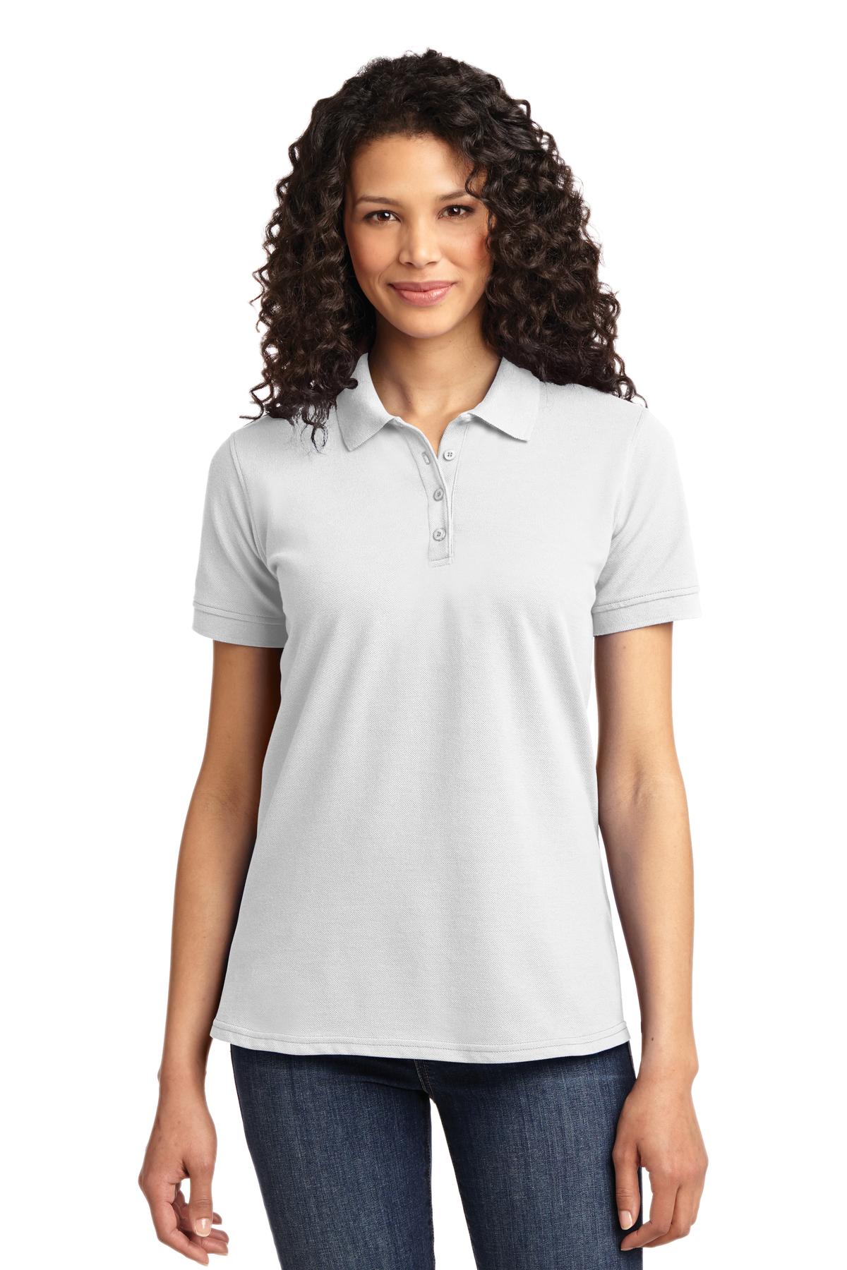 Port & Company Women's Core Blend Pique Polo. LKP155 White