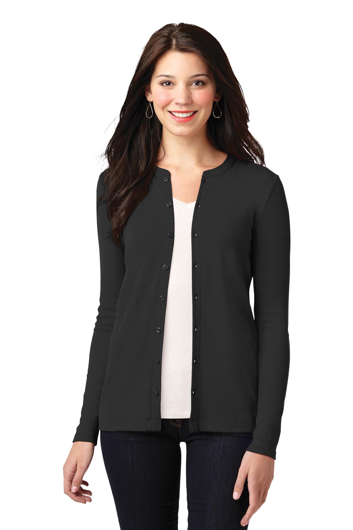 Port Authority Women's Concept Stretch Button-Front Cardigan. LM1008 Black